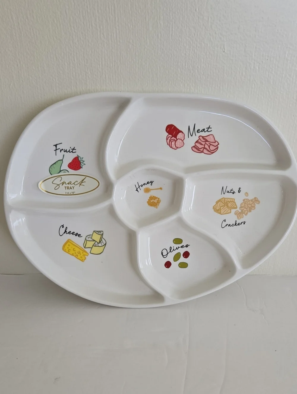 Ceramic Snack Charcuterie 6 Compartment Tray